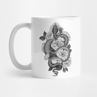 Snake and roses, monochrome Mug